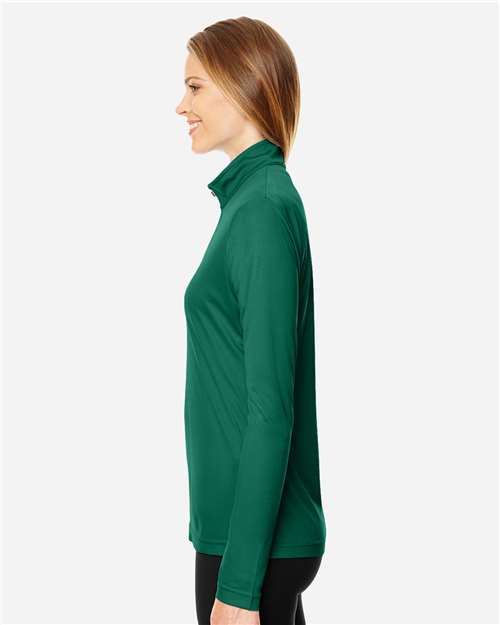 Team 365 TT31W Women's Zone Performance Quarter-Zip Pullover - Sport Forest - model side