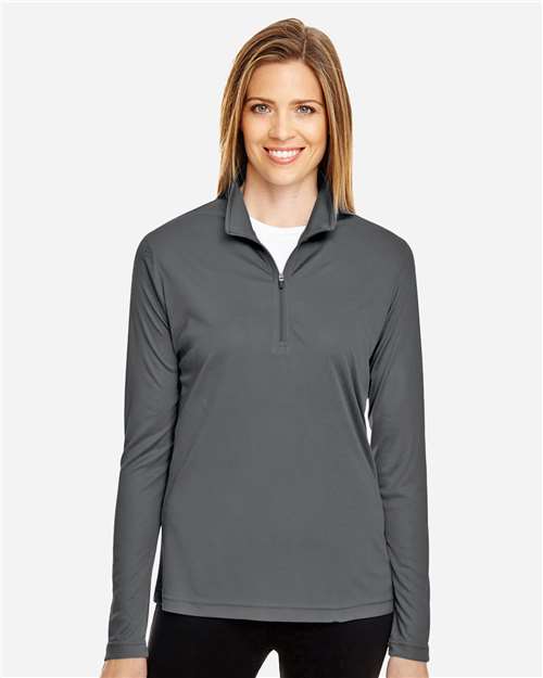 Team 365 TT31W Women's Zone Performance Quarter-Zip Pullover - Sport Graphite - model front