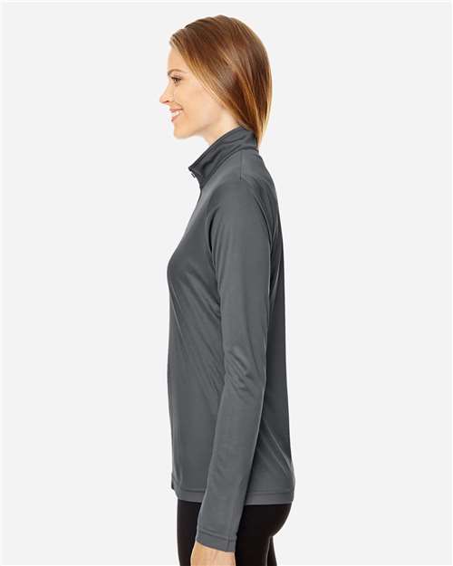 Team 365 TT31W Women's Zone Performance Quarter-Zip Pullover - Sport Graphite - model side