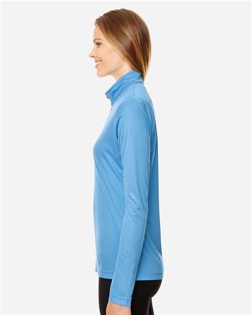 Team 365 TT31W Women's Zone Performance Quarter-Zip Pullover - Sport Light Blue - model side