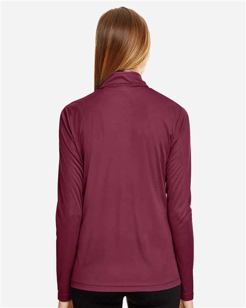 Team 365 TT31W Women's Zone Performance Quarter-Zip Pullover - Sport Maroon - model back