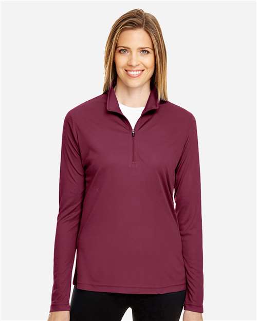 Team 365 TT31W Women's Zone Performance Quarter-Zip Pullover - Sport Maroon - model front