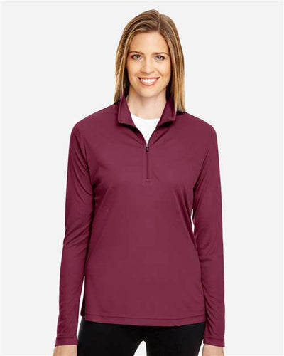 Team 365 TT31W Women's Zone Performance Quarter-Zip Pullover - Sport Maroon - model front