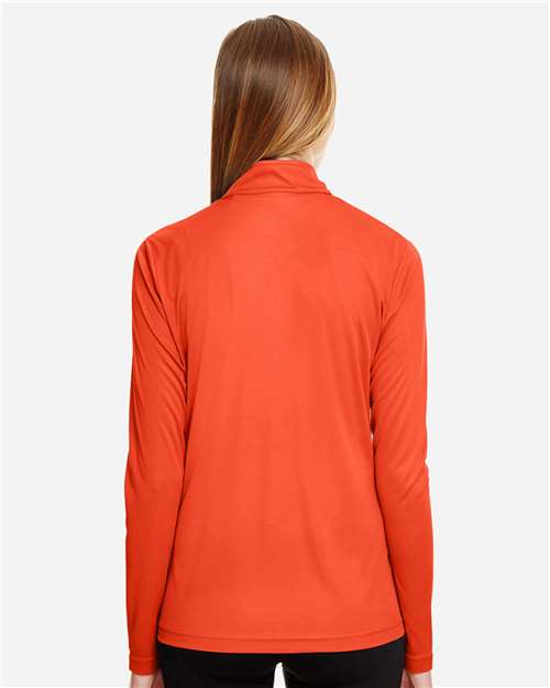 Team 365 TT31W Women's Zone Performance Quarter-Zip Pullover - Sport Orange - model back