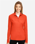 Team 365 TT31W Women's Zone Performance Quarter-Zip Pullover - Sport Orange - model front