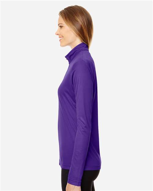 Team 365 TT31W Women's Zone Performance Quarter-Zip Pullover - Sport Purple - model side