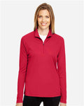 Team 365 TT31W Women's Zone Performance Quarter-Zip Pullover - Sport Red - model front