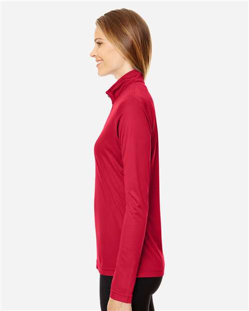 Team 365 TT31W Women's Zone Performance Quarter-Zip Pullover - Sport Red - model side