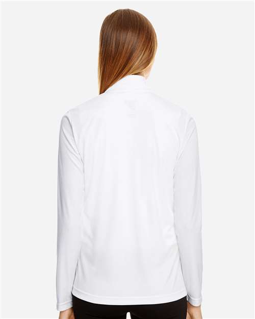 Team 365 TT31W Women's Zone Performance Quarter-Zip Pullover - White - model back