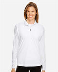 Team 365 TT31W Women's Zone Performance Quarter-Zip Pullover - White - model front