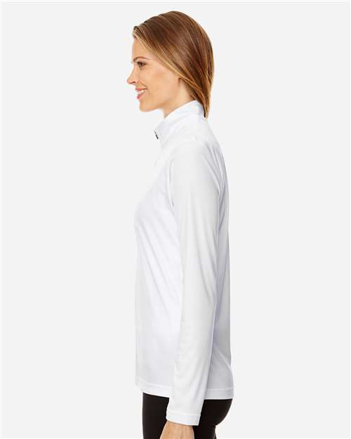Team 365 TT31W Women's Zone Performance Quarter-Zip Pullover - White - model side