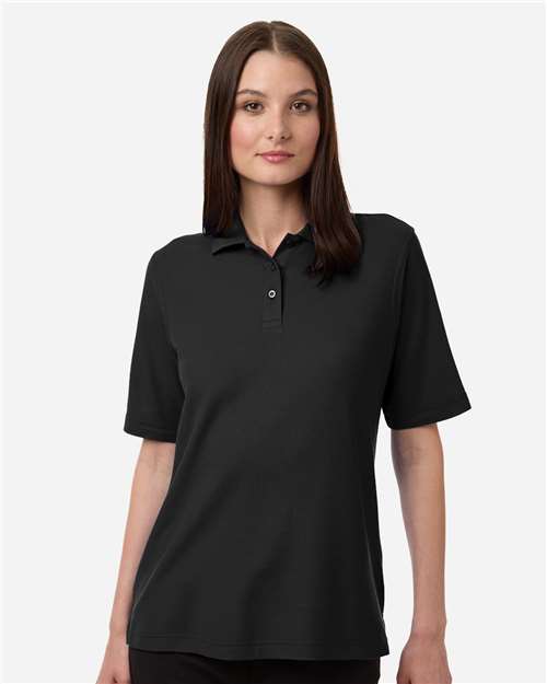 Harriton M105W Women's Maverick CVC Pique Polo - Black - model front
