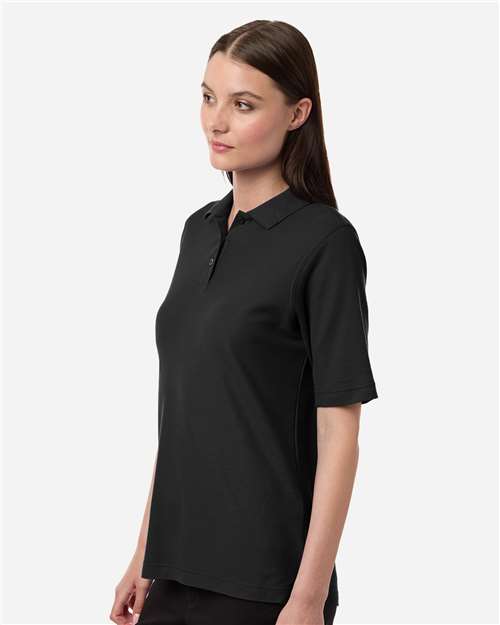 Harriton M105W Women's Maverick CVC Pique Polo - Black - model side