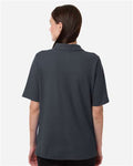 Harriton M105W Women's Maverick CVC Pique Polo - Dark Charcoal - model back