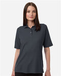 Harriton M105W Women's Maverick CVC Pique Polo - Dark Charcoal - model front