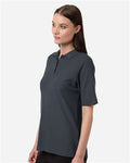 Harriton M105W Women's Maverick CVC Pique Polo - Dark Charcoal - model side