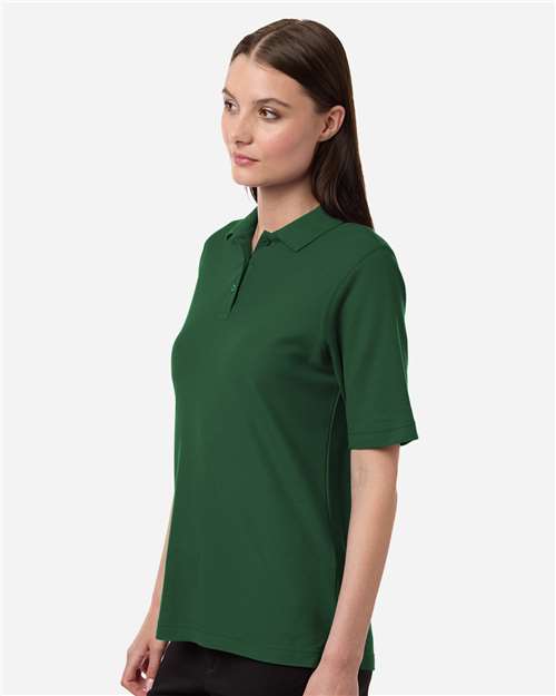 Harriton M105W Women's Maverick CVC Pique Polo - Dark Green - model side