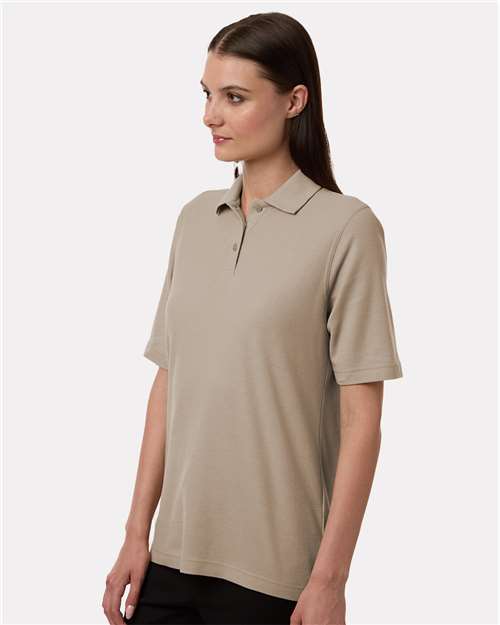 Harriton M105W Women's Maverick CVC Pique Polo - Khaki - model side