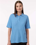 Harriton M105W Women's Maverick CVC Pique Polo - Light College Blue - model front
