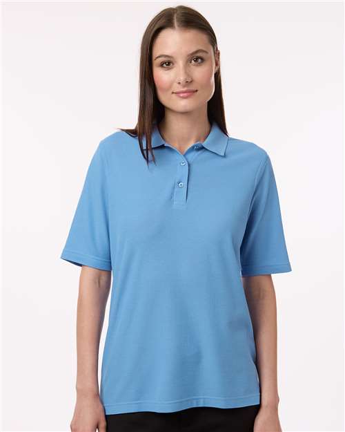 Harriton M105W Women's Maverick CVC Pique Polo - Light College Blue - model front