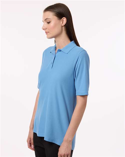 Harriton M105W Women's Maverick CVC Pique Polo - Light College Blue - model side