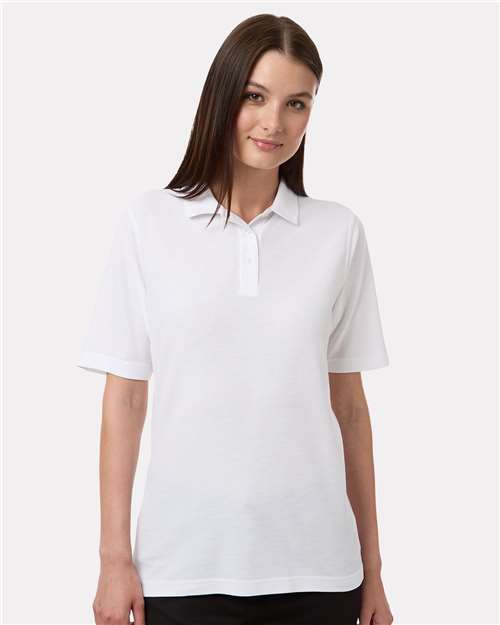 Harriton M105W Women's Maverick CVC Pique Polo - White - model front
