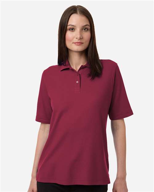Harriton M105W Women's Maverick CVC Pique Polo - Wine - model front