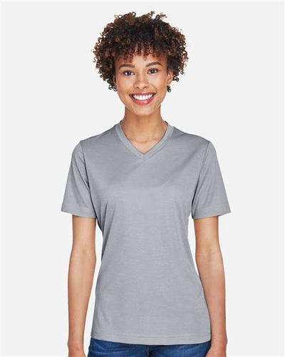 Team 365 TT11HW Women's Sonic Heather Performance T-Shirt - Athletic Heather - model front
