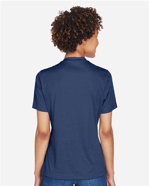 Team 365 TT11HW Women's Sonic Heather Performance T-Shirt - Sport Dark Navy Heather - model back