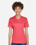 Team 365 TT11HW Women's Sonic Heather Performance T-Shirt - Sport Red Heather - model front