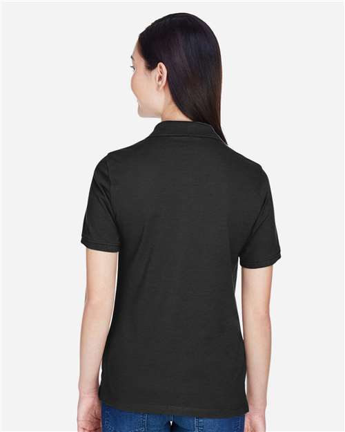 Harriton M265W Women's Easy Blend Polo - Black - model back