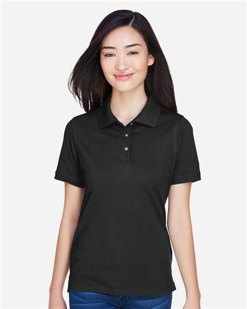 Harriton M265W Women's Easy Blend Polo - Black - model front