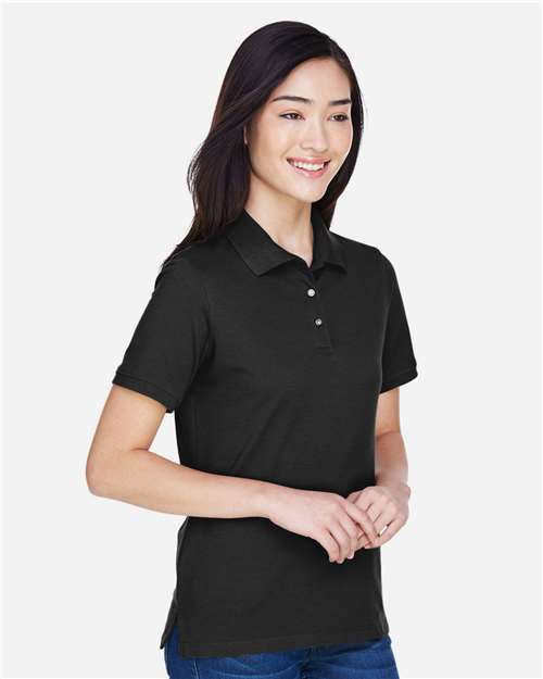 Harriton M265W Women's Easy Blend Polo - Black - model side
