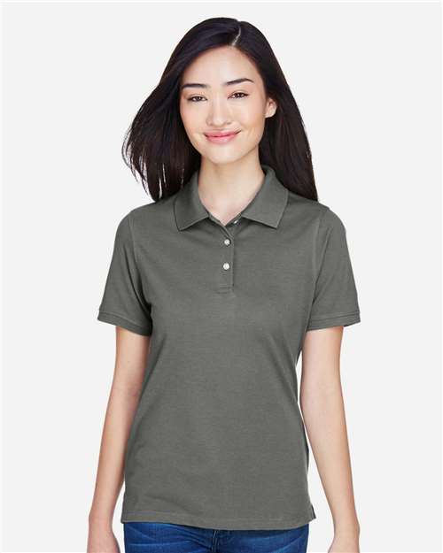 Harriton M265W Women's Easy Blend Polo - Charcoal - model front