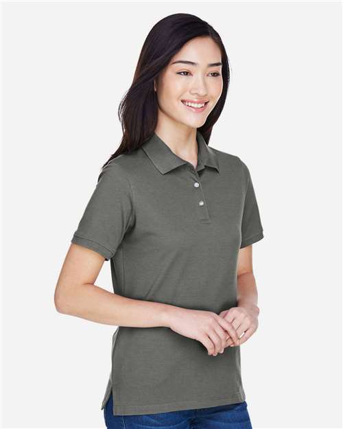 Harriton M265W Women's Easy Blend Polo - Charcoal - model side