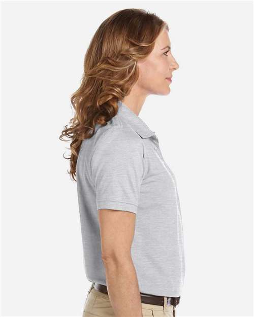 Harriton M265W Women's Easy Blend Polo - Grey Heather - model side