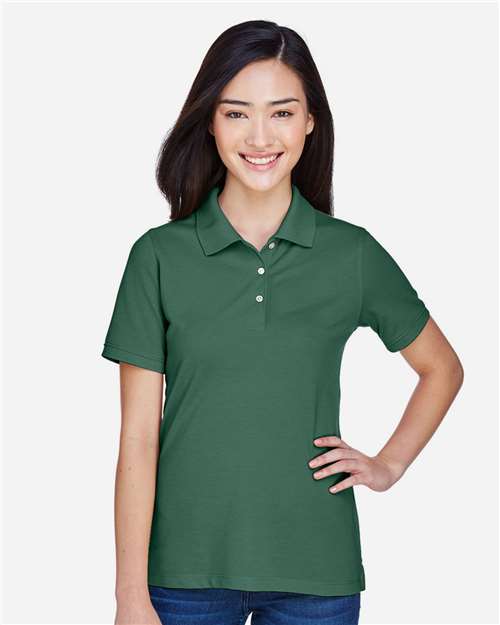 Harriton M265W Women's Easy Blend Polo - Hunter - model front