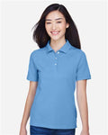 Harriton M265W Women's Easy Blend Polo - Light College Blue - model front