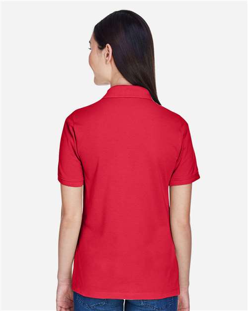 Harriton M265W Women's Easy Blend Polo - Red - model back