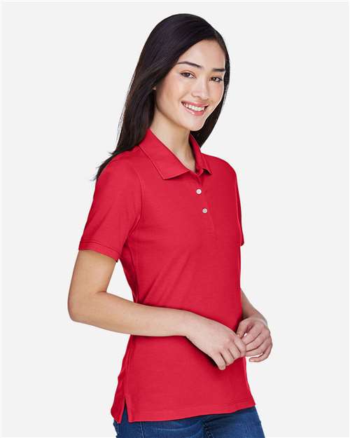 Harriton M265W Women's Easy Blend Polo - Red - model side