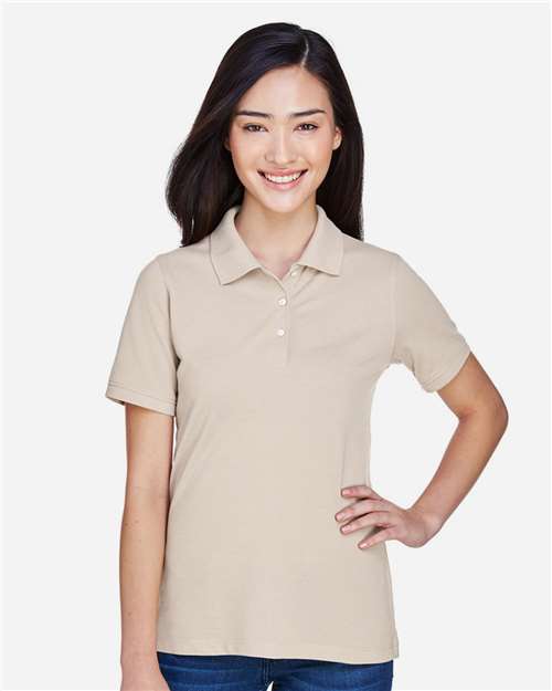 Harriton M265W Women's Easy Blend Polo - Stone - model front