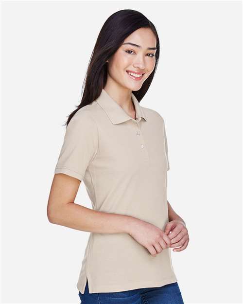 Harriton M265W Women's Easy Blend Polo - Stone - model side