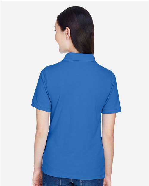 Harriton M265W Women's Easy Blend Polo - True Royal - model back