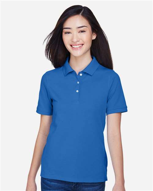 Harriton M265W Women's Easy Blend Polo - True Royal - model front