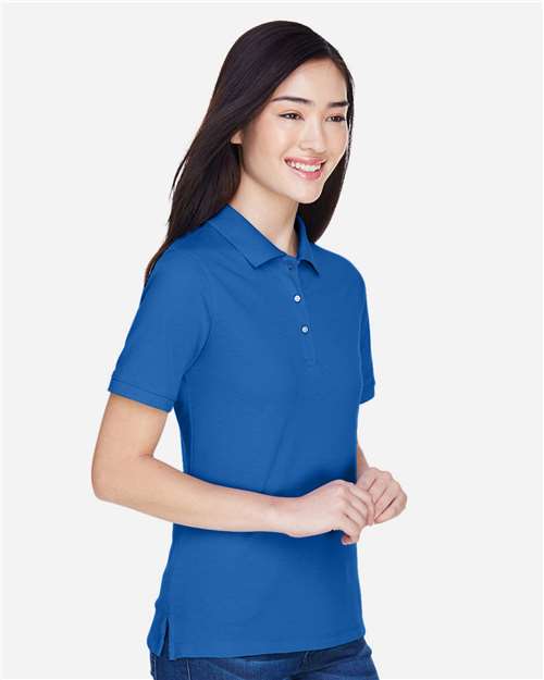 Harriton M265W Women's Easy Blend Polo - True Royal - model side