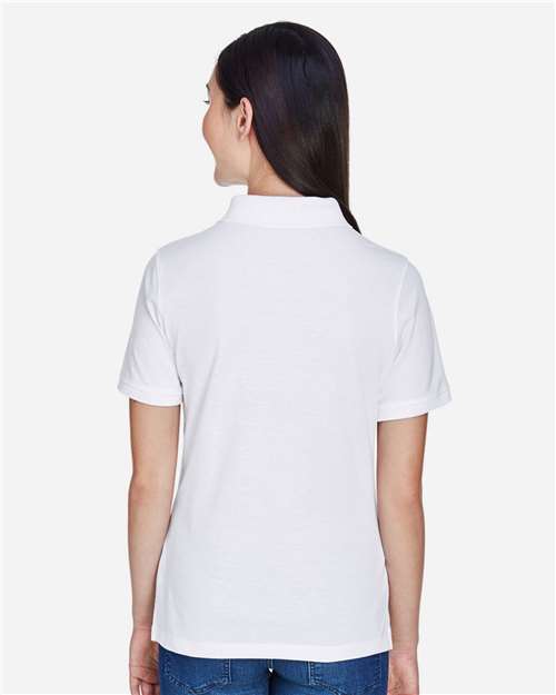 Harriton M265W Women's Easy Blend Polo - White - model back