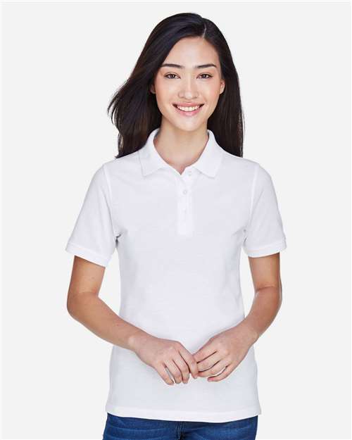 Harriton M265W Women's Easy Blend Polo - White - model front