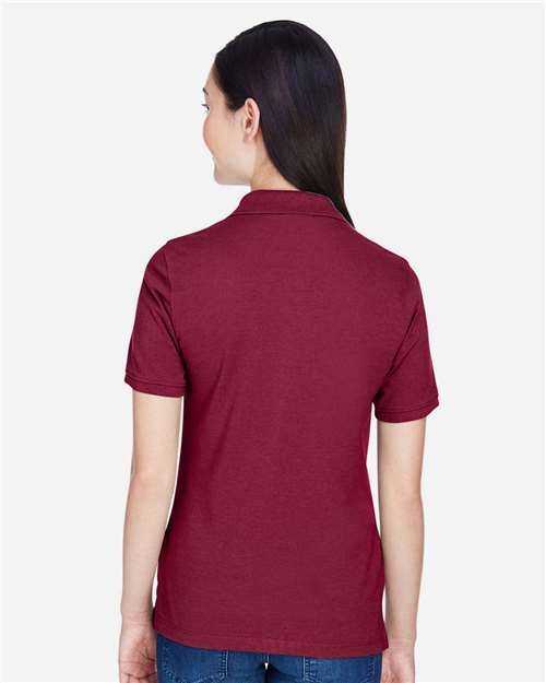 Harriton M265W Women's Easy Blend Polo - Wine - model back
