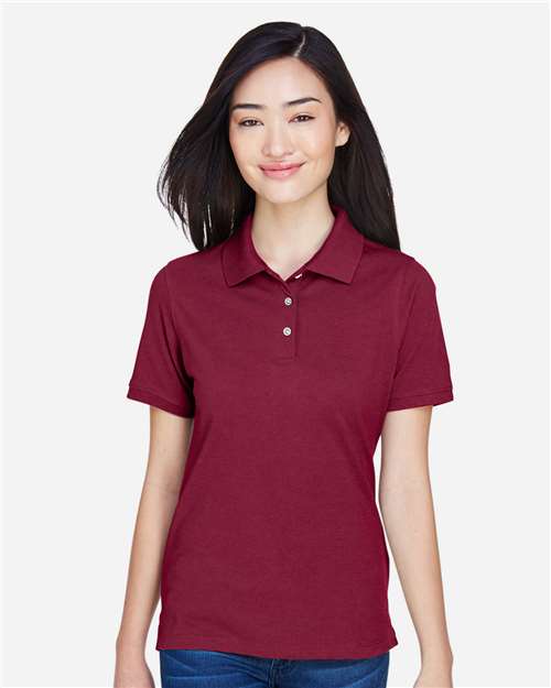 Harriton M265W Women's Easy Blend Polo - Wine - model front