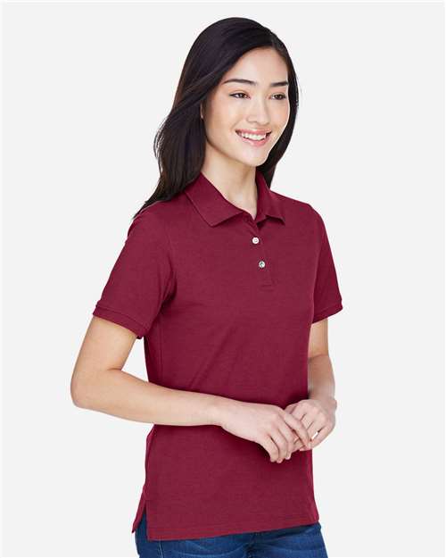 Harriton M265W Women's Easy Blend Polo - Wine - model side